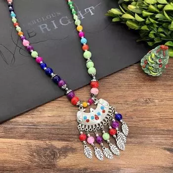 Винтажное ожерелье ручной работы с индивидуальностью, богемная цепочка для свитера, лунные цветы, бусины, универсальный головной убор, женские аксессуары