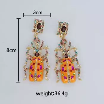 Винтажное ожерелье с имитацией эмали скарабея, серьги-гвоздики, комплект из женской моды, капающий масляный жук, комплект из ожерелья