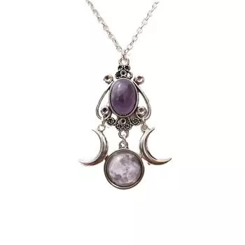 Винтажное ожерелье с луной, женская мода, языческие украшения, колдовство, аксессуары, готический кулон с полой луной, колье чёрный