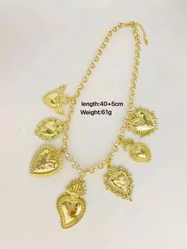 Винтажное ожерелье с подвеской в виде нескольких священных сердец, золотая цепочка, персонализированное дизайнерское ожерелье