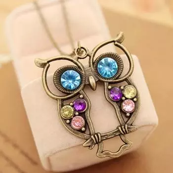 Винтажное ожерелье с подвеской в виде полой совы в стиле ретро, резная цепочка для свитера для женщин, длинное ожерелье