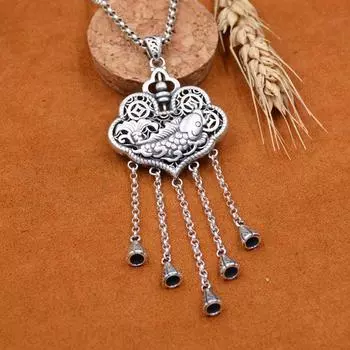 Винтажное ожерелье с подвеской в виде кисточки Lucky Lock, женские украшения, новинка 2023 года, модная цепочка для свитера, длинное ожерелье, женские аксессуары-колье