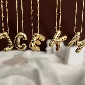Винтажное ожерелье с подвеской в виде воздушного шара и массивных букв для женщин, золотого цвета, 26 английских букв, инициалов, ожерелья, ювелирное изделие, подарок A золотой