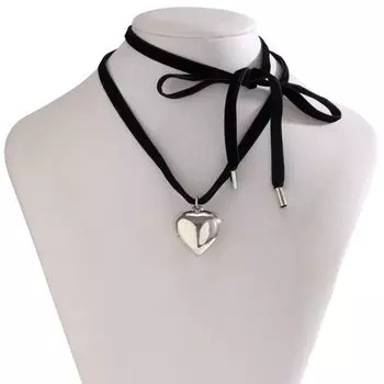 Винтажное ожерелье с подвеской в виде сердца, регулируемая цепочка, ленточное колье Love Choker для леди style1
