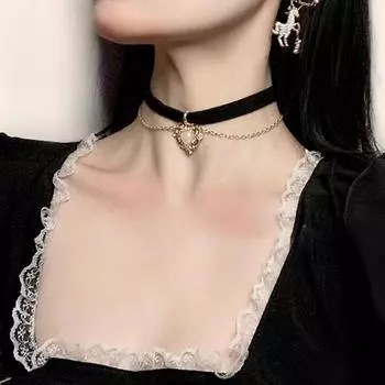 Винтажное ожерелье с подвеской в виде сердца и жемчуга, элегантное многослойное колье для женщин, цепочка на ключицу, вечерние украшения, аксессуары, подарок