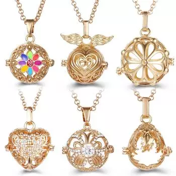 Винтажное ожерелье с подвеской в виде крыла ангела из циркона с каплей ароматерапевтического масла для женщин Aromatherapy Cage