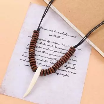 Винтажное ожерелье с зубом собаки Мужское и женское Личность Тибетская кость яка Подвеска Дикая подвеска Племенные аксессуары с волчьим зубом