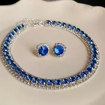 Винтажное ожерелье, серьги, комплект, ретро-чокер со стразами, ювелирное украшение, подарок, хрустальное ожерелье для вечеринки Style 4