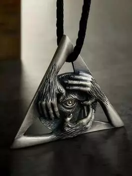 Винтажное ожерелье Три без обезьян Винтажное ожерелье с подвеской One Size серебряный