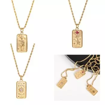 Винтажное ожерелье унисекс для гадания с кристаллами, цветком солнца, картой Таро, подвеской, ожерельем с цепочкой, старшими арканами, ключицей 3