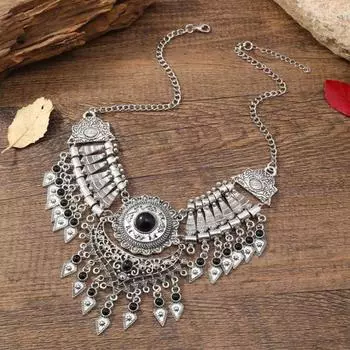 Винтажное ожерелье в стиле бохо для женщин, этническое ожерелье-чокер, массивный воротник в стиле бохо для повседневной носки и вечеринок