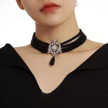 Винтажное ожерелье в стиле панк, персонализированный кулон, циркониевое ожерелье, дизайн маленькой формы, воротник-цепочка, готическое темное колье, выпускной праздник, почетный венок 2