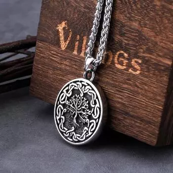Винтажное ожерелье викингов «Древо жизни», мужская мода в стиле хип-хоп, амулет с кельтским узлом, кулон из нержавеющей стали, ожерелье, подарочные ювелирные изделия