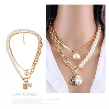 Винтажное ожерелье-змейка, ожерелье в стиле барокко с квадратными пластинами, многослойное ожерелье