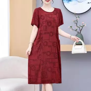 Винтажное платье для женщин, большие размеры, свободные, с коротким рукавом, элегантные повседневные летние женские платья, летняя одежда XL чёрный