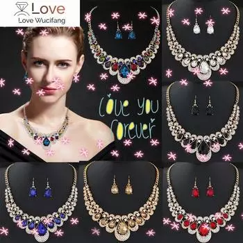 Винтажное платье ожерелье серьги комплекты ювелирные изделия для женщин воротник Kolczyki Damskie серьги тренд Pendientes Oorbellen Orecchini