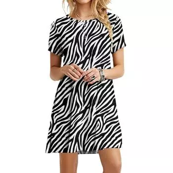 Винтажное платье с цветочным принтом, женское платье с принтом, летнее свободное мини-платье с короткими рукавами, женская повседневная одежда S