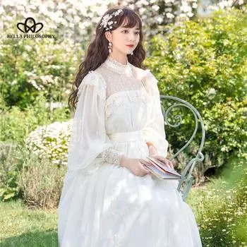 Винтажное платье, женское платье, уличная одежда, повседневная мода, элегантные платья, вечерние кружевные длинные платья XL бежевый