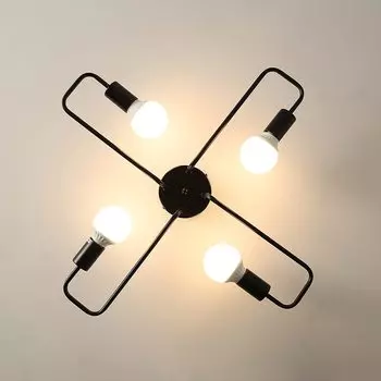 Винтажное потолочное освещение без лампочки для спальни, кухни, гостиной, бара, черного цвета