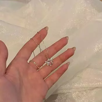 Винтажное простое колье-чокер с сердечком в виде сердца с короткой цепочкой