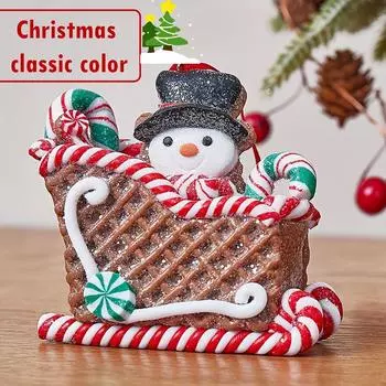 Винтажное ПВХ Рождественские сани Подвесное украшение, Дизайн леденца, Праздничное украшение для елки, Аксессуар в винтажном стиле для рождественских празднований Sleigh old man-B коричневый