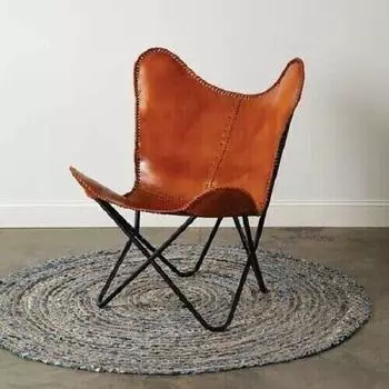Винтажное расслабляющее кресло для отдыха с акцентом ручной работы, кожаное кресло-бабочка, складное