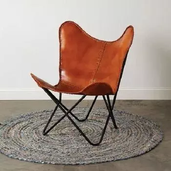 Винтажное расслабляющее кресло для отдыха с акцентом ручной работы, кожаное кресло-бабочка, складное