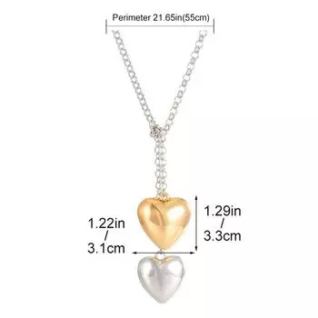 Винтажное регулируемое ожерелье с подвеской в виде двух сердец, женское персонализированное длинное ожерелье из металла для девочек, свитер, ювелирные изделия