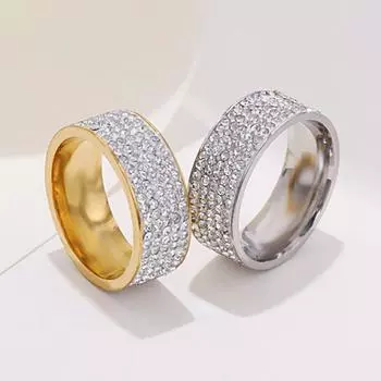 Винтажное ретро кольцо из нержавеющей стали для женщин, 5 рядных колец со стразами, модные обручальные свадебные украшения, кольца 6 серебряный