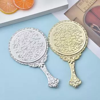 Винтажное резное ручное зеркало для макияжа, зеркало для спа-салона, ручное зеркало для макияжа, компактное косметическое зеркало для женщин 1 серебряный