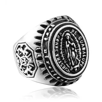 Винтажное серебряное кольцо Девы, велосипедное благословение, религиозное кольцо, мужское талисман, ювелирное изделие, подарок 7 серебряный