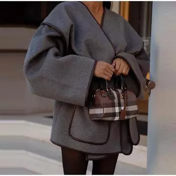 Винтажное серое женское пальто с поясом, повседневные свободные куртки-кардиганы с V-образным вырезом, новые модные ветрозащитные женские пальто, однотонная куртка S серый