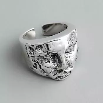 Винтажное состаренное скульптурное геометрическое регулируемое кольцо One Size