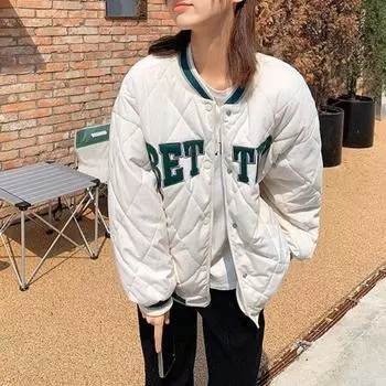 Винтажное стеганое пальто, осенне-зимняя куртка для женщин, свободная верхняя одежда для пар, теплые куртки с надписью Argyle S чёрный