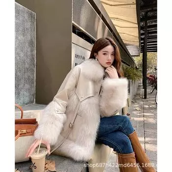 Винтажное толстое модное теплое пальто с мехом, женское зимнее новое корейское модное искусственное лисье меховое пальто с подкладкой, уличная верхняя одежда S белый