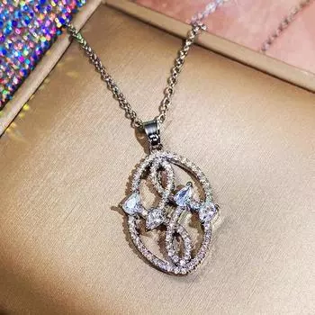 Винтажное универсальное ожерелье в виде листа дерева, женская цепочка на ключицу с медно-платиновым покрытием из циркония