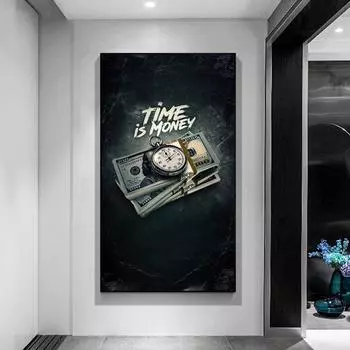 Винтажное время-деньги, модульная картина на холсте, настенные постеры и принты, скандинавская настенная картина для декора гостиной 20*40cm