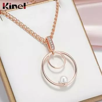 Винтажное жемчужное ожерелье-капля - подвеска из розового золота с двумя полостями и белым цирконом, ювелирное украшение для свадебного подарка