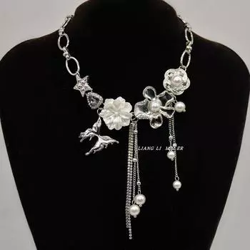 Винтажное жемчужное ожерелье, женская цепочка на ключицу с разорванным жемчугом, цепочка на шею One Size