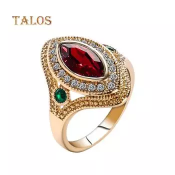 Винтажное женское кольцо на палец с кристаллом и камнем, вечерние свадебные украшения, подарок, размер 7–10, повседневные аксессуары US 9 красный