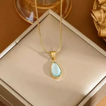 Винтажное женское ожерелье с подвеской в виде сердца в виде синего океана