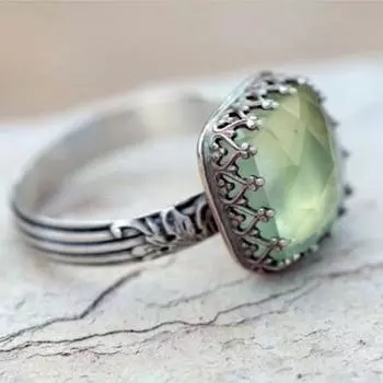 Винтажное женское прямоугольное кольцо из искусственного изумруда с инкрустацией драгоценных камней на палец, ювелирный подарок US 9 зелёный