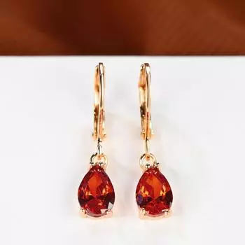 Винтажное золото цвета шампанского, гранат, красная капля воды, бриллиант, простая пряжка для ушей, изысканные женские ювелирные изделия, подарок гранат
