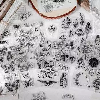 Винтажные 16 стильных прозрачных марок, печать для скрапбукинга/резиновый штамп, журнал, фотоальбом, изготовление карточек 01