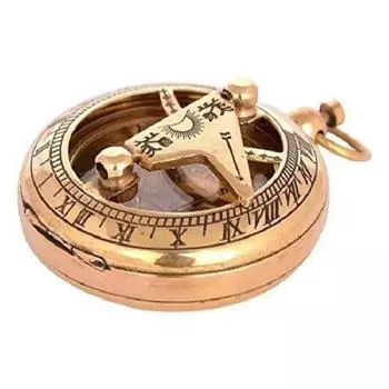 Винтажные 2-дюймовые полированные латунные солнечные часы с кнопочным компасом