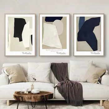 Винтажные абстрактные геометрические бежево-черные постеры холст картины настенные художественные печати картины спальня гостиная интерьер домашний декор 21x30cm No Framed