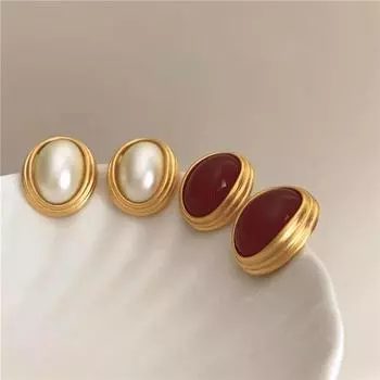 Винтажные акриловые овальные висячие серьги во французском стиле для женщин коричневый