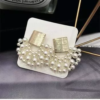 Винтажные элегантные веерообразные серьги с полым жемчугом для женщин, свадебные украшения