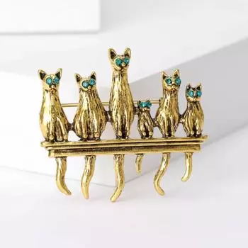 Винтажные эмалированные броши с 6 кошками для женщин, унисекс, заколки с животными, 2 цвета, в наличии, повседневные аксессуары для вечеринок, подарки