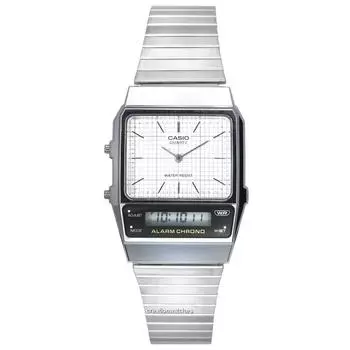 Винтажные аналоговые цифровые кварцевые часы Casio AQ-800E-7A AQ800E-7 унисекс с белым циферблатом белый